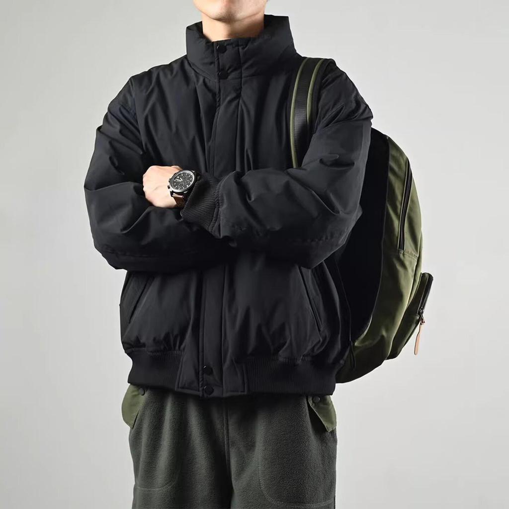 Herren Trendy Bomberjacke mit Stehkragen - Lockere Passform, Vielseitige einfarbige Freizeit-Oberbekleidung