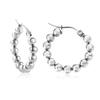High-End European and American Stainless Steel Hoop Earrings with Steel Beads