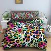 Colorful Leopard Print Bedding Set Gradient Cheetah Pattern Duvet Cover Set Animal Skin Quilt Cover with Pillowcases