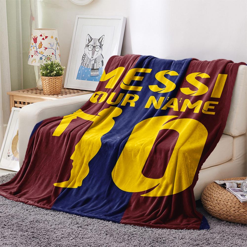 1PC Messi Fan Artwork Custom Name Patterned Flannel Blanket Suitable For All Seasons For Home Decor Warmth And Comfort Gifts Holiday Present