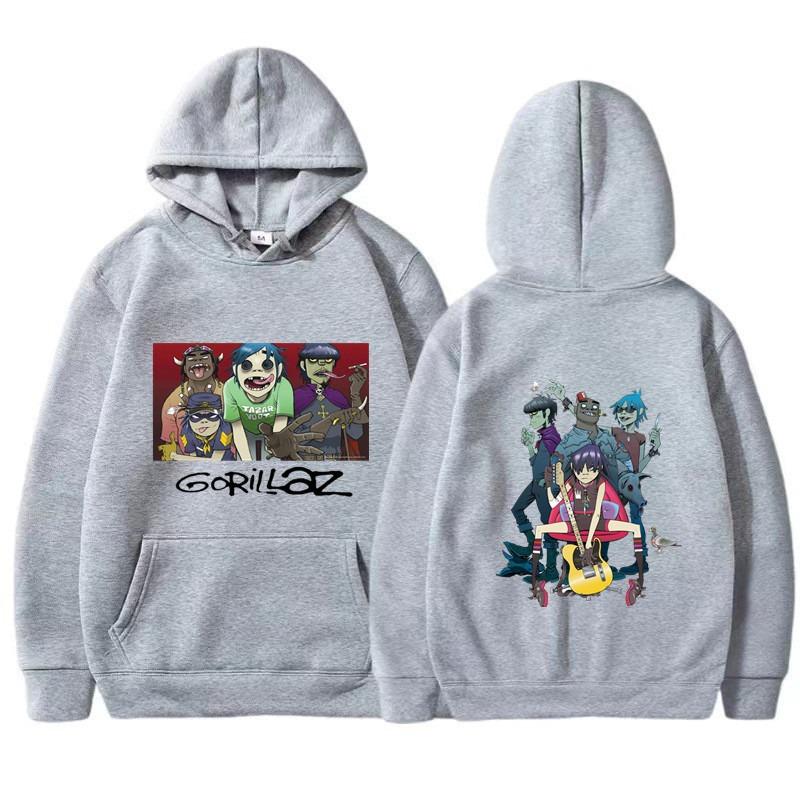 Unisex Vintage Y2K Kleidung Musikband Gorillaz Herrenmode Bedruckter Hoodie Sweatshirt Harajuku Anime Hoodie
