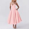 Women's Fashionable Solid Color Princess Dress With Mesh And Double Layered Suspender Dress