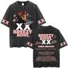 Rapper Chris Brown Breezy Bowl XX Tour  Vintage Washed Tshirts Men Women Hip Hop Fashion T Shirts Male Cotton Retro Tshirt