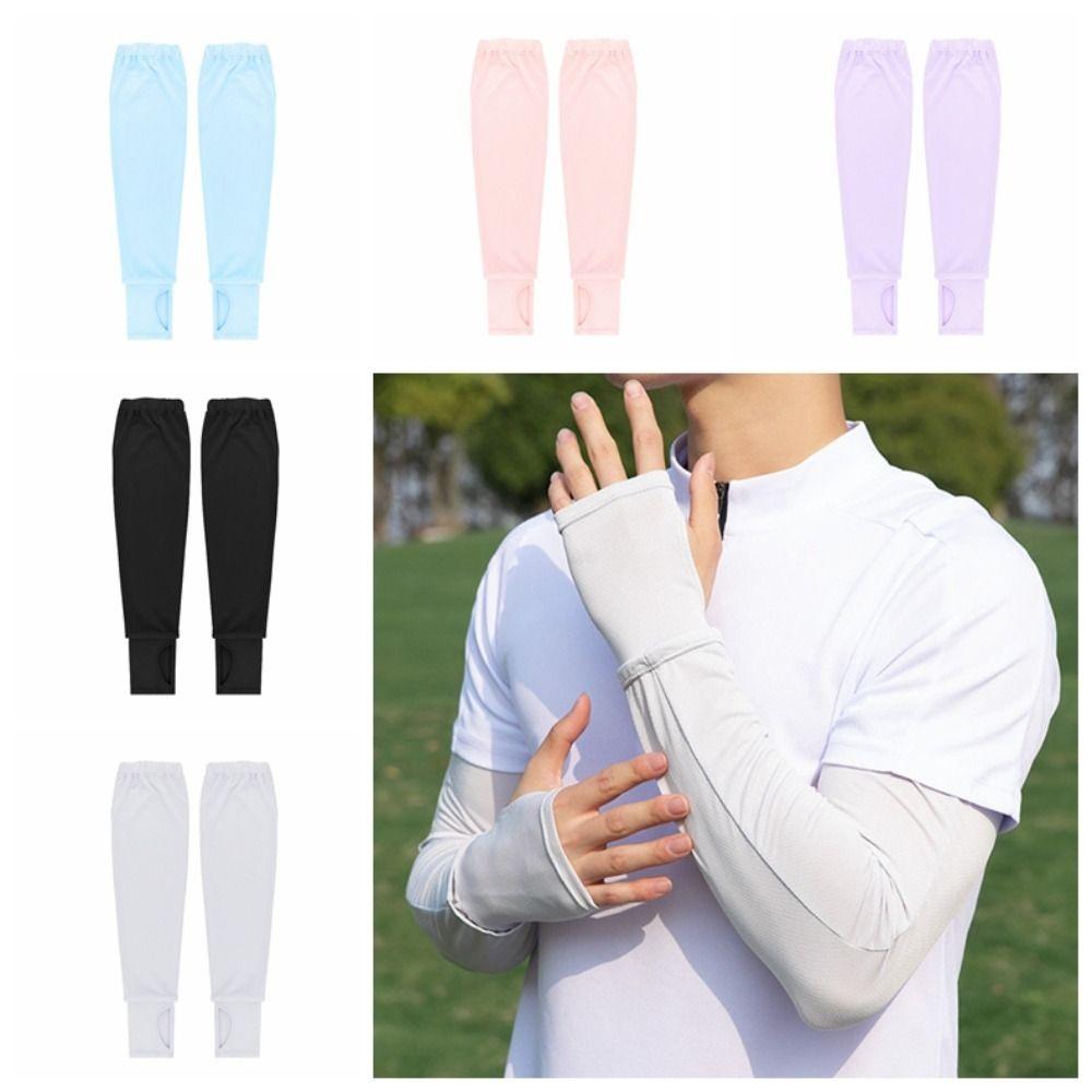Elastic Long Ice Silk Sleeves Arm Protection Cycling Gloves Sunscreen Arm Covers  Women/girls