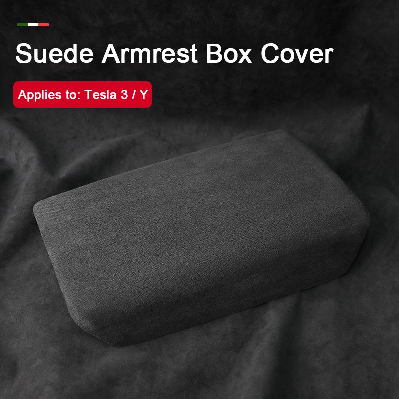 For Tesla Model 3 Model Y 2018 2019 2020 2021 2022 2023, Super Suede Car Center Armrest Box Panel Lid Shell Protection Cover