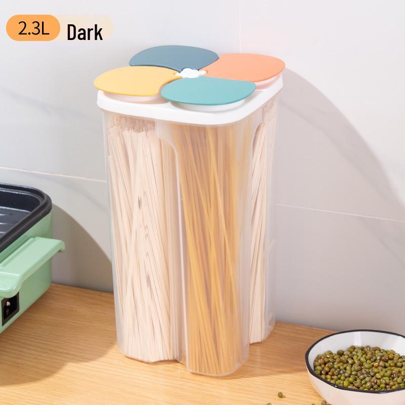 Large Capacity Airtight Kitchen Grain Storage Box - Transparent Divided Keeper