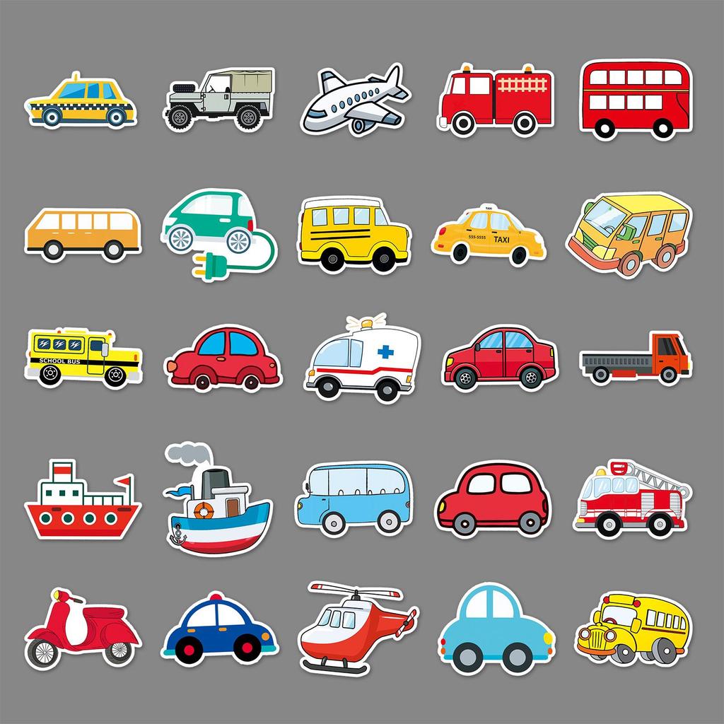 50-Pack Trendy Transportation Luggage Stickers for Laptop and Car Decoration