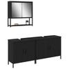 Bathroom Furniture Set with Shelf 3 Pcs Black Particle Board