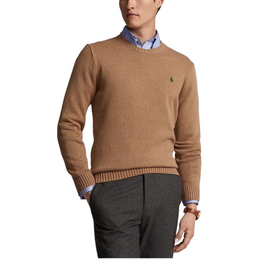 Polo Ralph Lauren Maglione Pullover Tinta Unita Girocollo Manica Lunga Felpa Uomo felpa Kaki 710810846-028