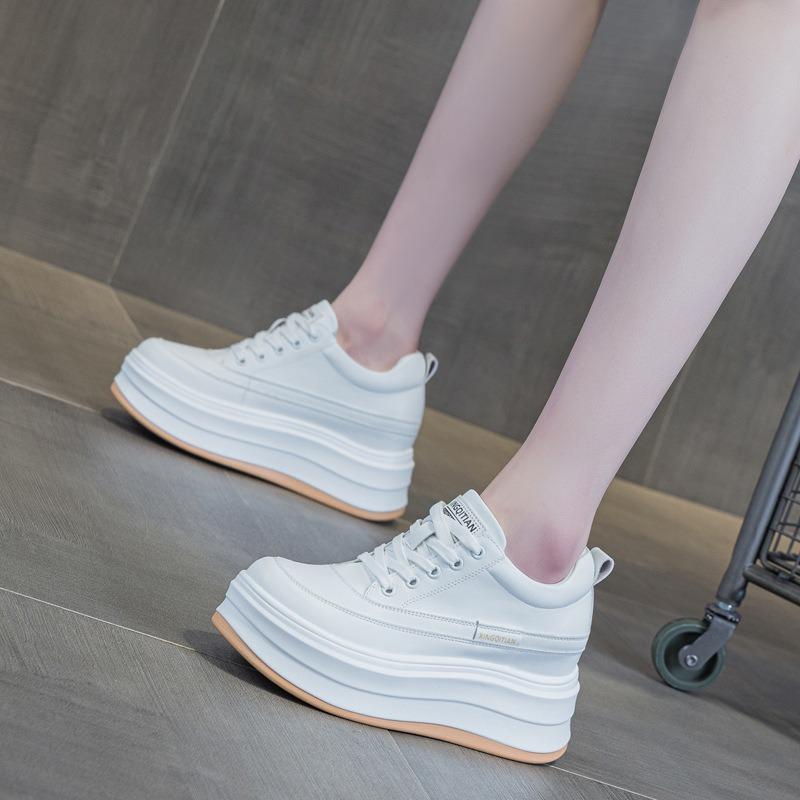 Spring and Autumn Women's Shoes New Wedge Heel Muffin Thick Sole Inner Height Increase Small Casual Single Shoes