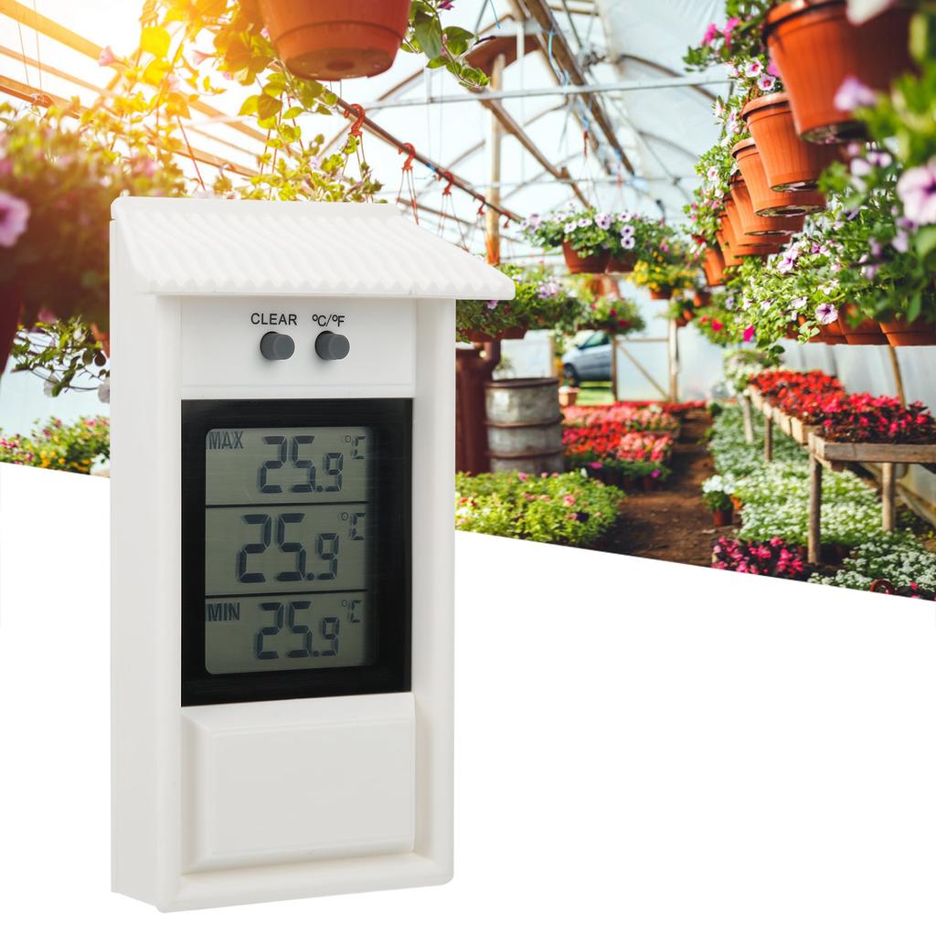 Digital Thermometer Outdoor Garden Waterproof Thermometer White Temperature Gauge with Hook Waterproof Thermometer Thermometer