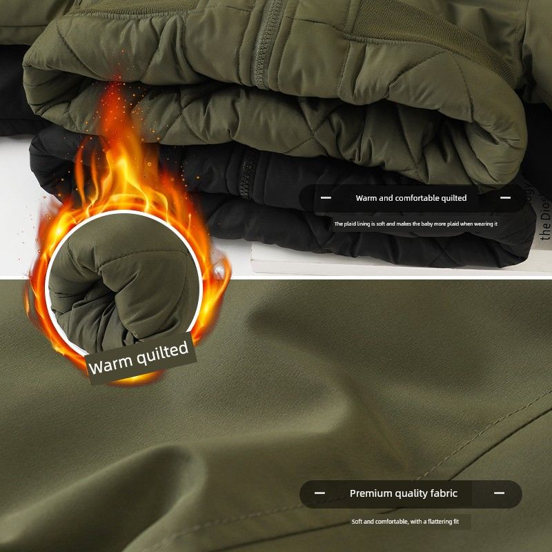 Boys' Baseball Jacket Cotton Coat Winter Clothing Thickened Warm Cotton Jacket Children's Clothing Baby Padded Trendy