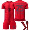 Teens Kids Adults Custome Name Football Kits 24/25 Bayern Home #25 Thomas Müller Sport Training Jersey Set with Socks