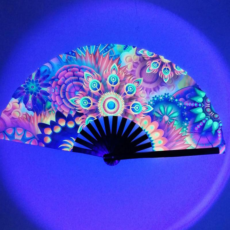 Large Folding Fan Chinese Craft Kung Fu Tai Chi Glowing Fan Multi-Color Wedding Home Decoration Stage Performance Show