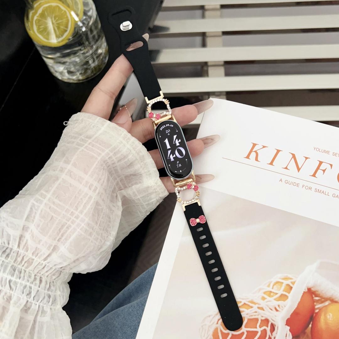 

Ремешок для Mi Band 9 8 8pro 9 pro Global Smart Bracelet Pulseira для Xiaomi Mi Band 8 NFC Аксессуары для браслетов Redmi Band 4 5 Band Mi Band 8pro/9pro чёрный