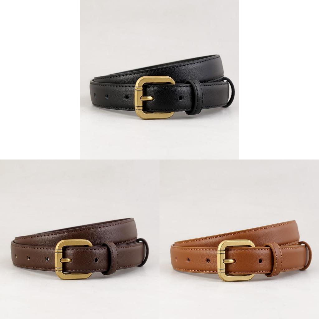 Womens Classic Leather Waistband With Metal Pin Closure For Office And Daily Use