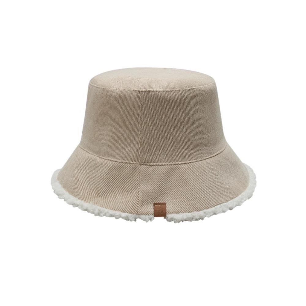 Chapeau Bob Simple en Laine d'Agneau Chapeaux Décontractés pour Femmes Hiver Style Coréen Chapeau de Pêcheur en Peluche Pour Femmes
