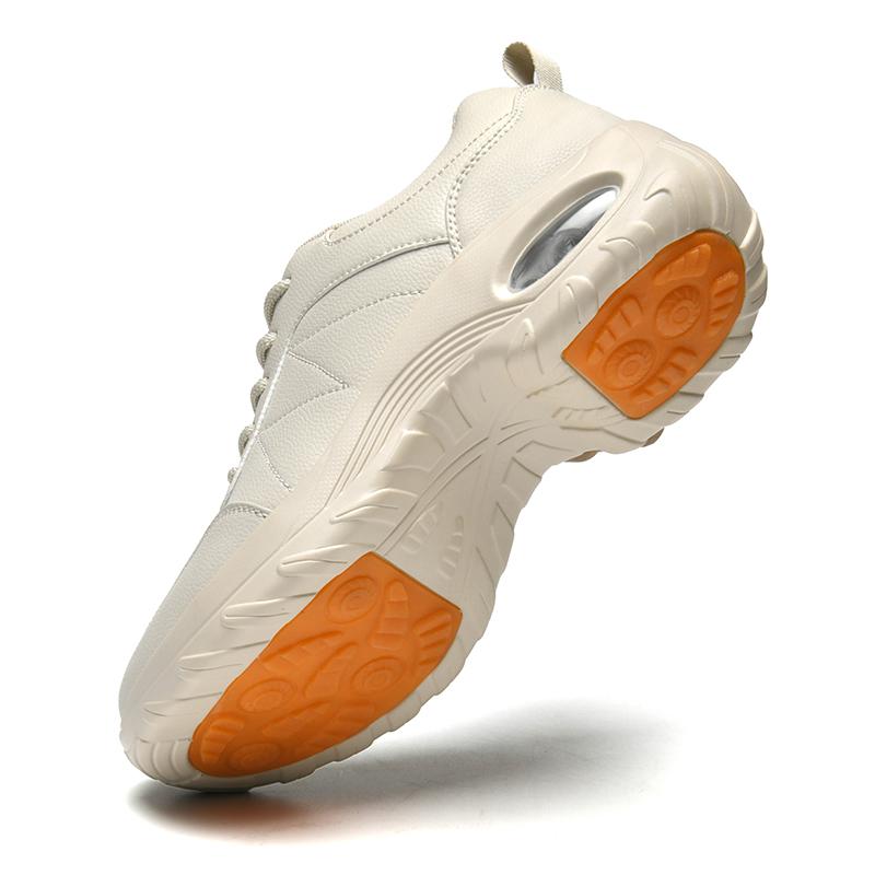 Waterproof Women's Walking Shoes Fashion Air-cushion Casual Sports Shoes Ladies Lace-up PU Leather Platform Shoes