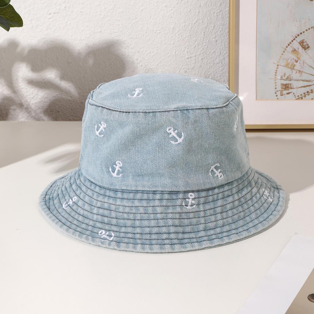 Embroidered Heart Cotton Summer Jeans Bucket Hat Cap For Women Spring Fisherman Hat Outdoor Travel Ladies Hat Gift Wholesales