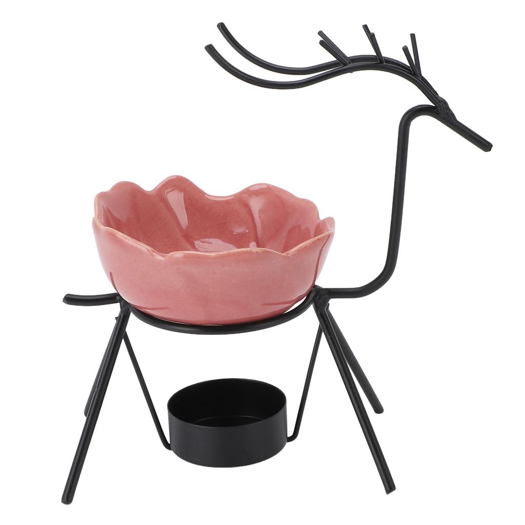 Pink Deer Iron Art Aromatherapy Burner Set Metal Essential Oil Burner Candle Holder for Home and Off