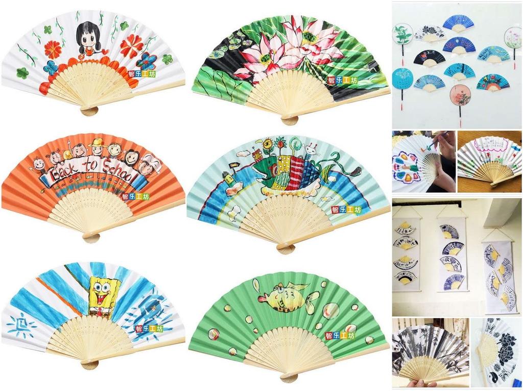 Xiang Ru Set of 2 White Fans Perfect for Cooling Dance Shogi DIY White - Down, Fans, Festivals, (Japanese Chess), Projects, Stylish, Drawing, Gifts,