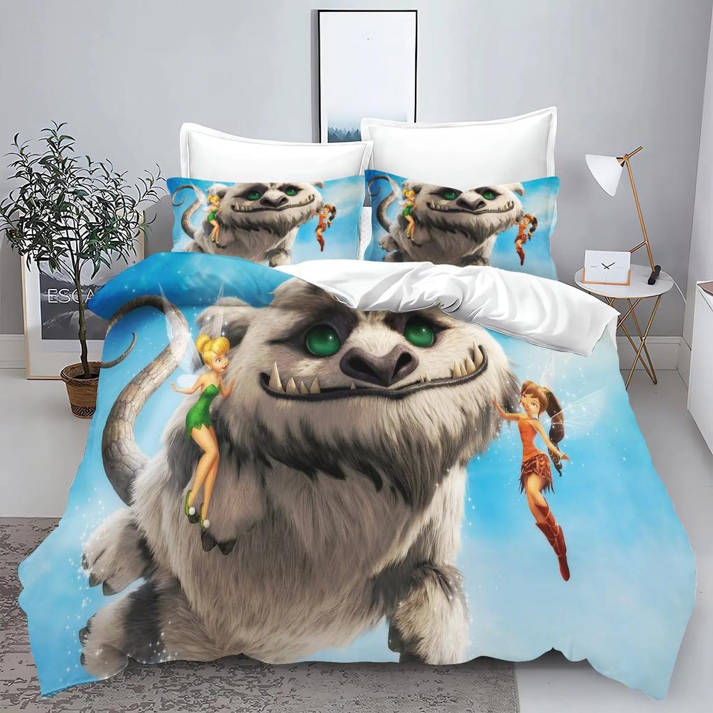 Cartoon Tinker Bell Duvet Cover Pillowcase Monster Bedding Set Boy Girl Bedroom Decoration Children Single Double Size