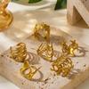 Stainless Steel Hollow Wide Rings for Women Men Gold Color Vintage Irregular Tree Branch Opening Ring Waterproof Party Jewelry