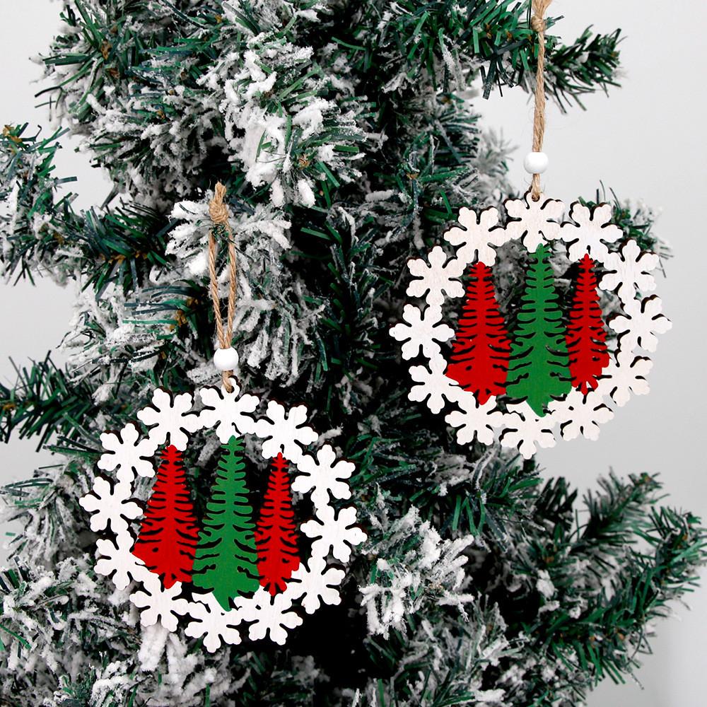 Christmas Stylish Tree Wooden Snowflake Ornaments For Festive Window Display