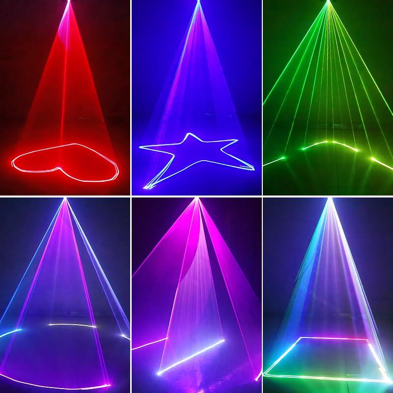 PAIFIEVD 3D RGB Beam Projector Light, 500mW Animated Disco Light, Music Sound Activated Stage Light Support DMX512, Beam Effect Scan Light for Bar