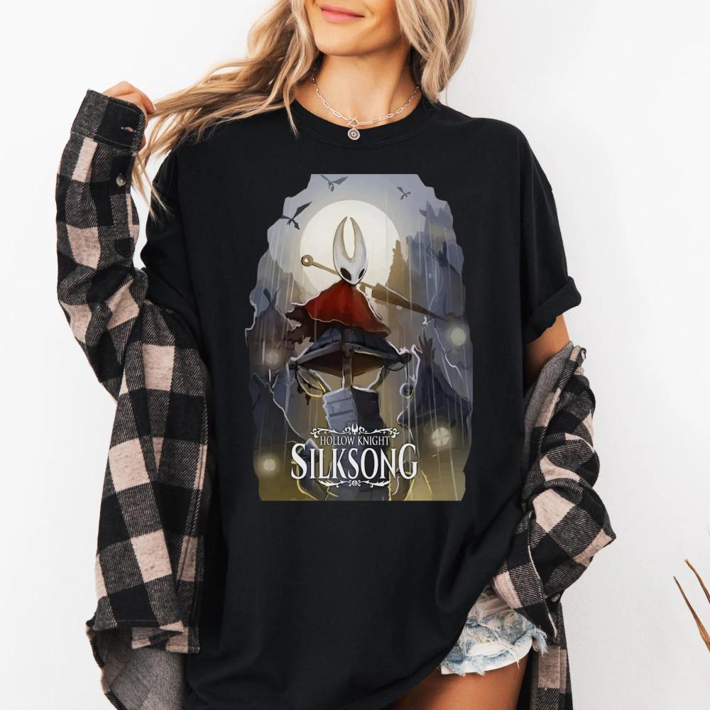 Silksong Hornet TShirt Gothic Hollow Knight Fan Tee Cotton Womens Unisexs TShirt Solid Color Casual Crew Neck Unisex M
