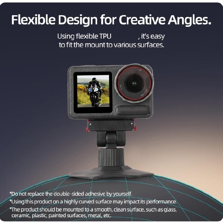 Helmet Camera Holder Compatible for Action 5Pro/4/3/2 Camera, 360°Rotating Joint and Adhesive Base for Outdoor Action Recording