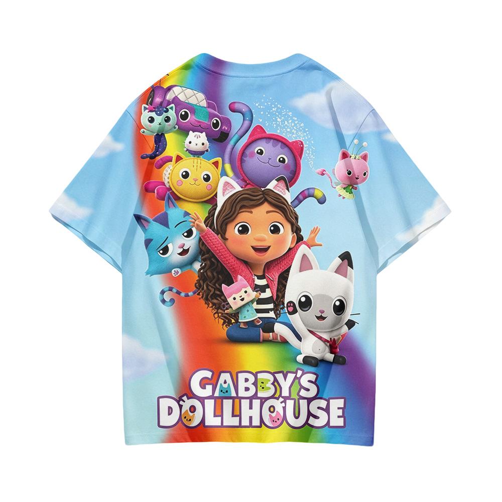 Gabby Dollhouse Children's T-shirts 3D Cartoon Print Tees Fashion Boys Cute Girls Short Sleeve Kids Casual Tops Summer Clothing