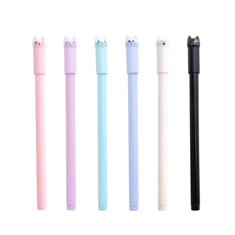 Custom Engraved Cartoon Cat Gel Pen - 0.5mm Black Ink, Anti-Lost Student Stationery Pen