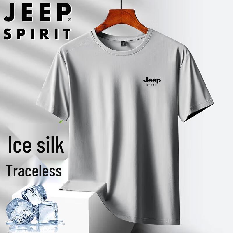 JEEP SPIRIT Men s Ice Silk Quick-Dry Crew Neck Short Sleeve T-Shirt 5XL