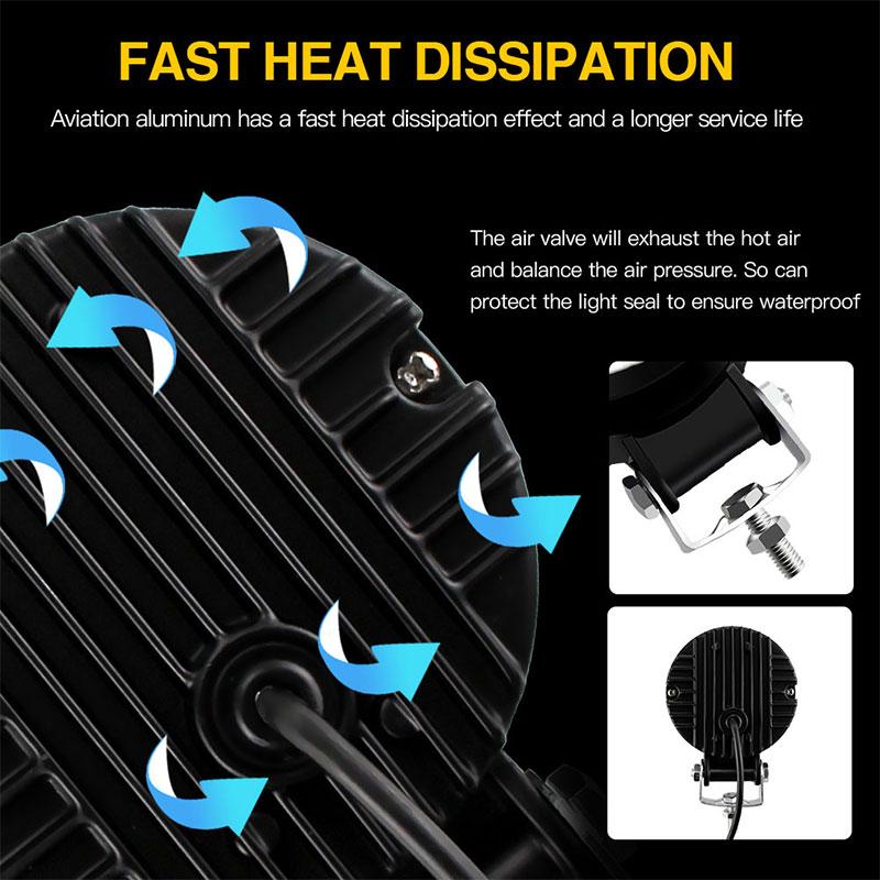 2PCS/1PCS Waterproof Round LED Angel Eyes Light Bar Portable Spotlights Motorcycle Offroad Car Truck Driving Boat Work Light