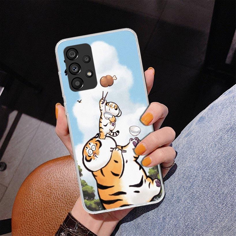 Cartoon Fat Tiger Phone Case For Samsung Galaxy A17 A16 A15 A14 A13 A57 A56 A55 A54 A53 A37 A36 A35 A34 A33 A26 A25 A24 A23 Gala