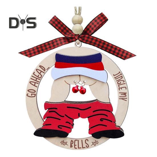 1/3Pcs Funny Christmas Ornaments Wooden Naughty Ugly Xmas Tree Hanging Sign Inappropriate Dirty Santa Decoration for Holiday Home Decor