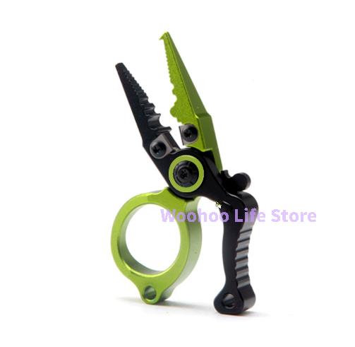 Compact Lockable Fishing Pliers Aluminum Alloy Mini Lure Pliers with Ring Opener And Line Cutter for Saltwater Outdoor Use