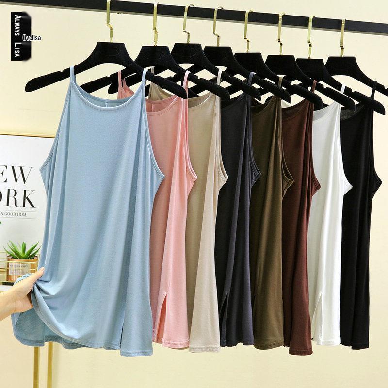 Women's Slim Fit Black Halter Neck Camisole - Summer Side Slit Vest