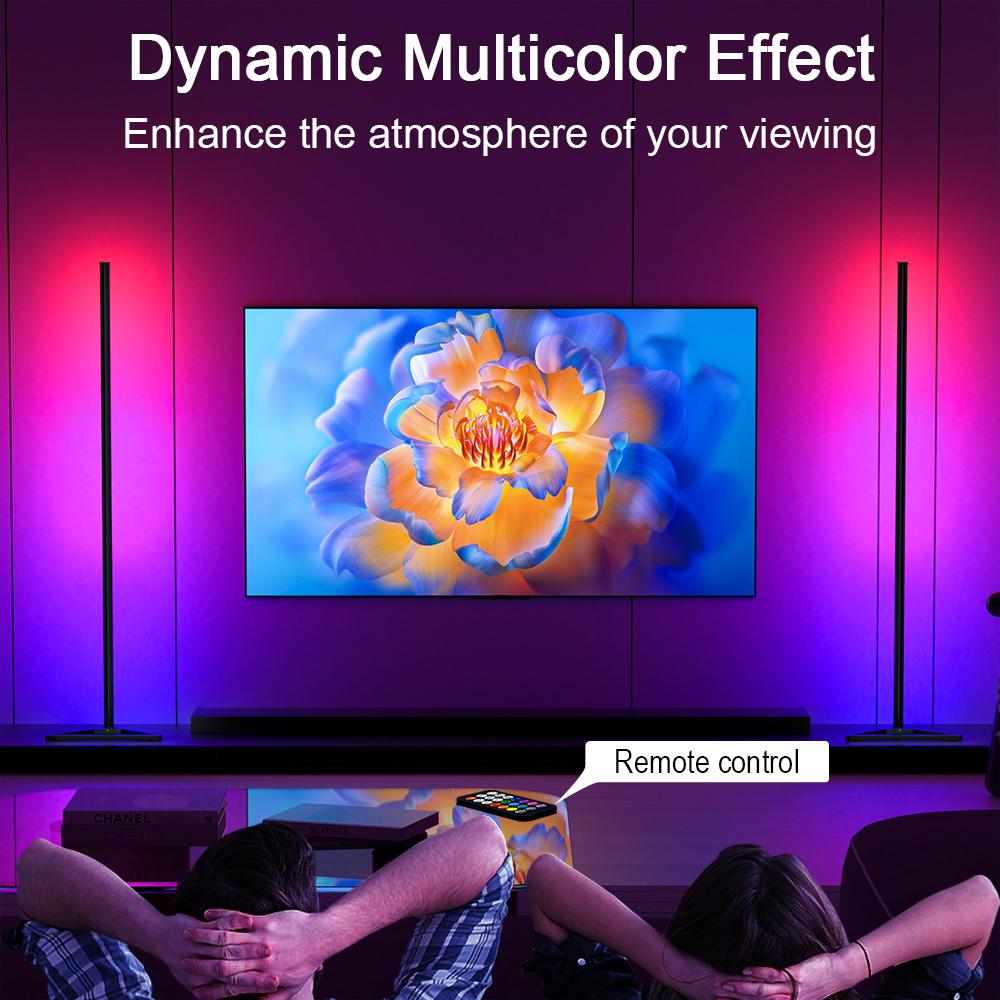 RGBIC Smart LED Corner Floor Lamp with App and Remote Control 16 Million Colors Music Sync Timer Setting for Bedroom and Gaming