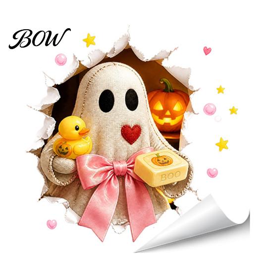 Lifelike Toilet Wall Art Halloween Bathroom Sticker, Cute Ghost Witch Cat Decal, Spooky Decorations Skeleton Are You Pooping Sticker for Decor Cartoon