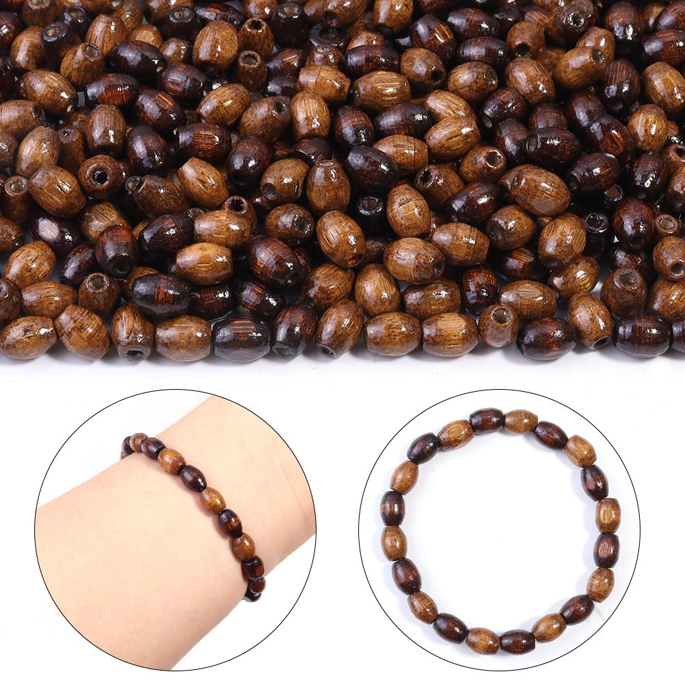 250-500pcs 6x8mm Brown Oval Natural Wooden Beads for Jewelry Making Loose Spaced Wood Beads DIY Necklace Bracelet Accessories