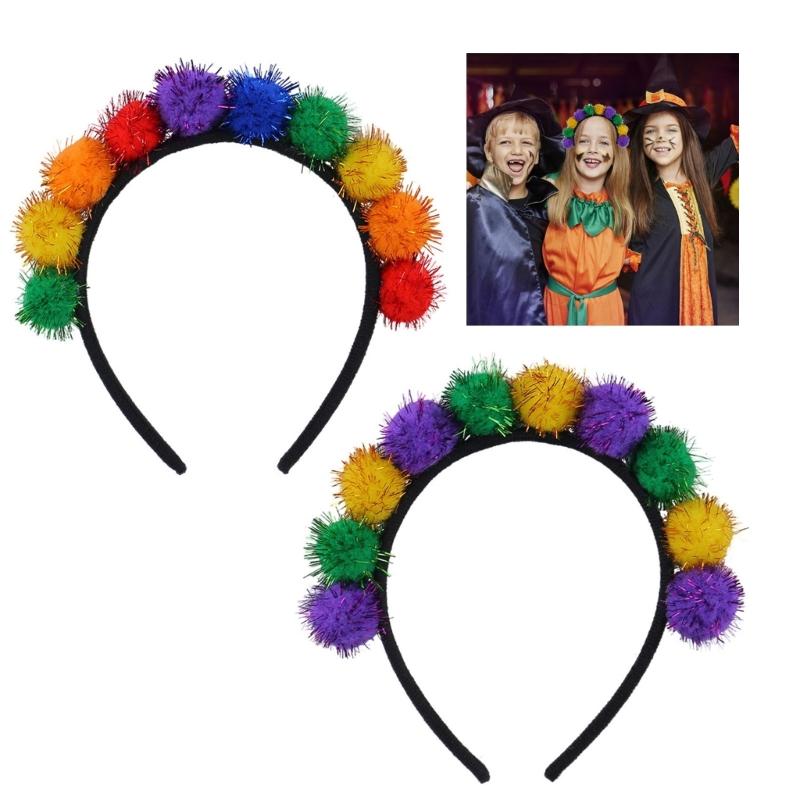 Colorful Mardi Gras Headband Features Green Yellow Colorful Charm Headwear for Prom and Party Comfortable