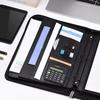 A4 PU Zippered Folder Document Case Portfolio Organizer Memo Pad &Caculator
