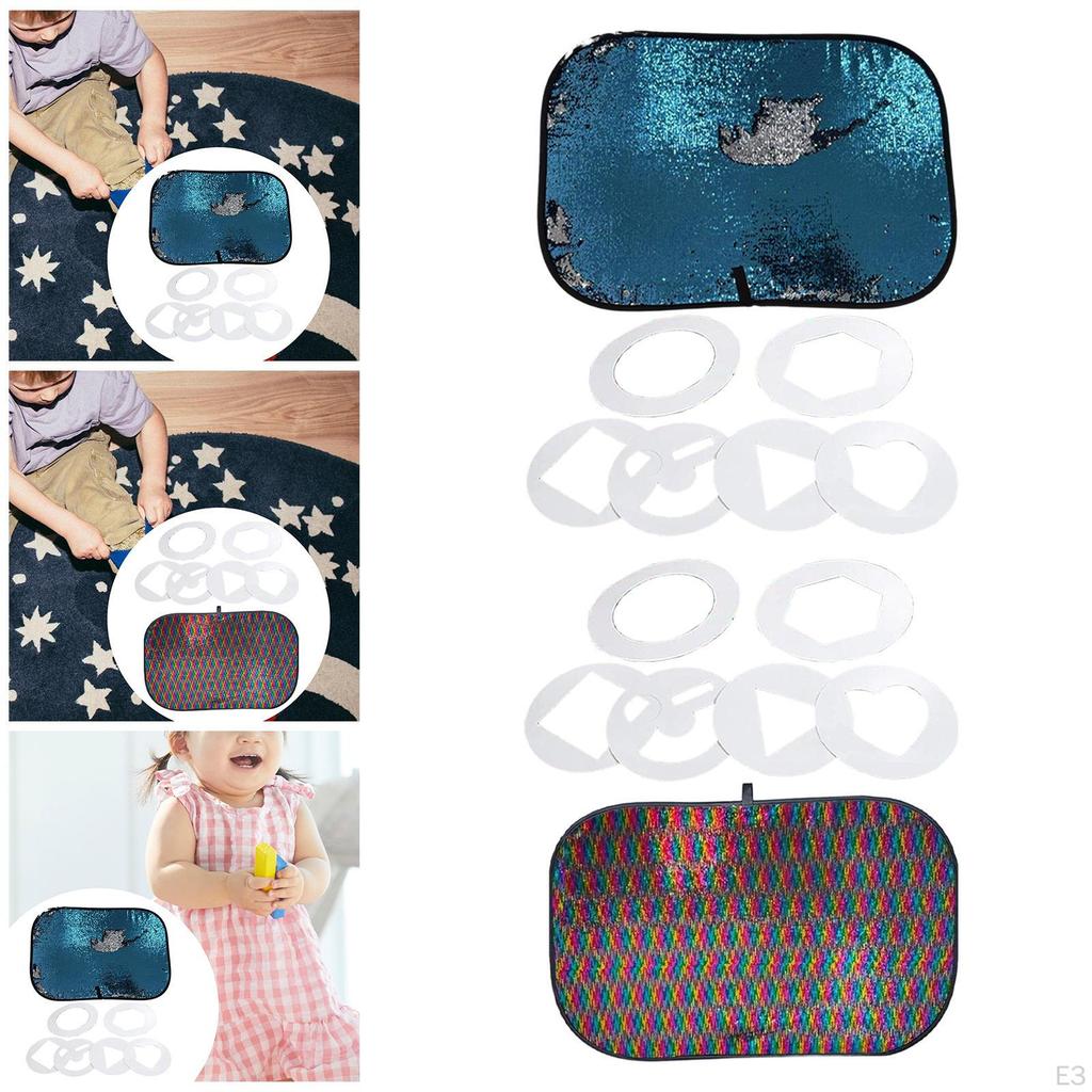 Dual-Sided Sequin Wall with Shape Templates for Children