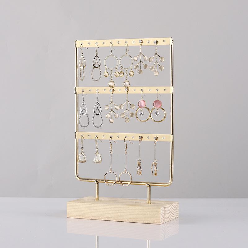 Solid Wood Iron Art Earring Holder Jewelry Display Stand for Home Storage and Hanging Ear Studs.