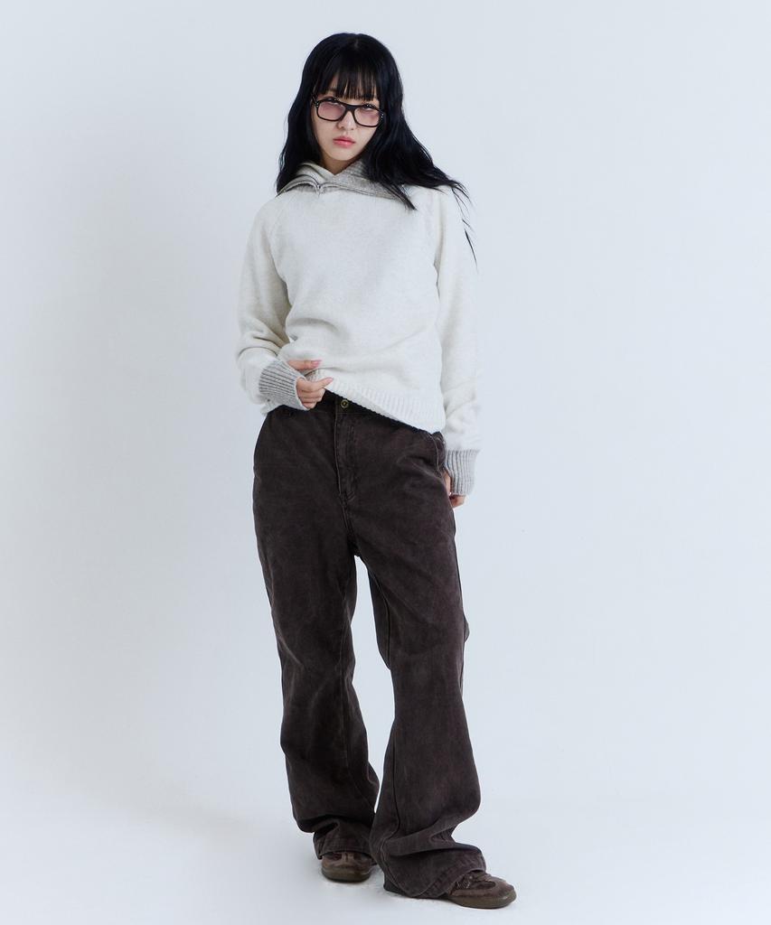 PARADIGMFILM [Ep.03] Slant High-Neck Hooded Knit (Ivory)