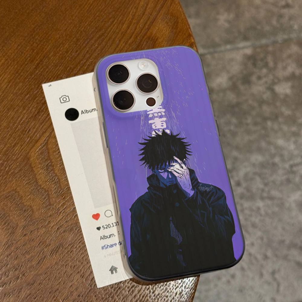 Anime F-Fushiguro M-Megumi Phone Case For IPhone 16 15 17 Pro 11 12 13 14 Pro Max Plus Soft Ripple Silicone Cover Shell