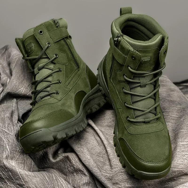 Herren Wasserdichte Leder Wander-Arbeitsstiefel Herren Sneaker Rutschfest Leicht Atmungsaktiv Rutschfeste Wüstenstiefel Schuhe für Herren