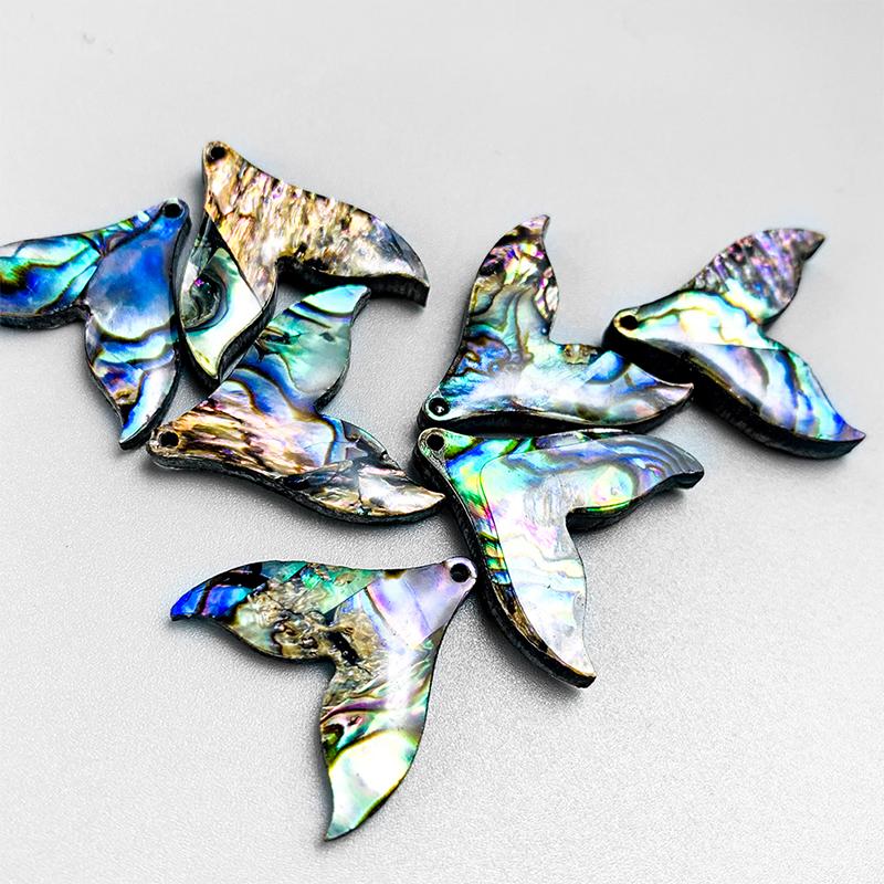 5Pcs Natural Abalone Fish Tail Pendants Of Pearl Shell For Diy Jewelry Making